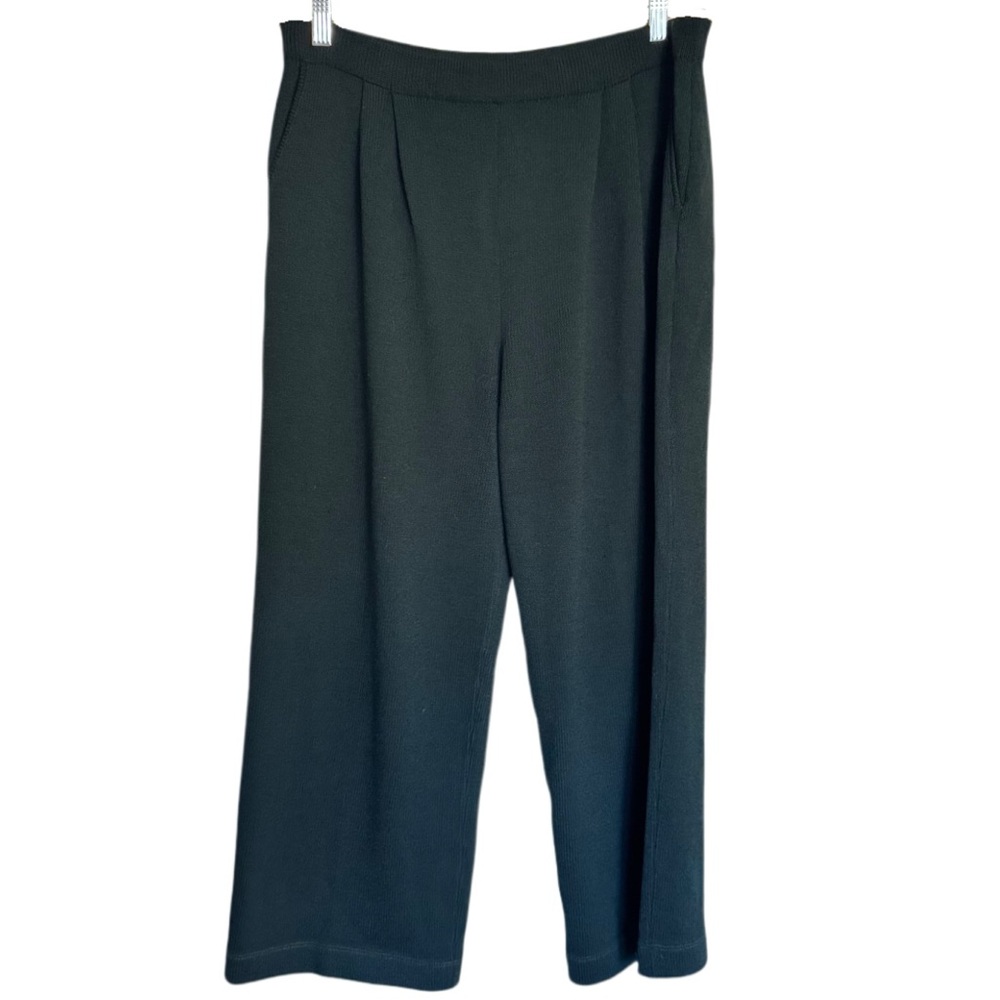 ST. JOHN COLLECTION BY MARIE GRAY Green SANTANA Knit High Rise Wide Leg Pants 12